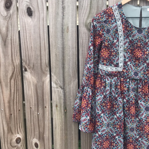 Xhilaration Blue/Gray Paisley Dress - Size Small - Picture 3 of 8